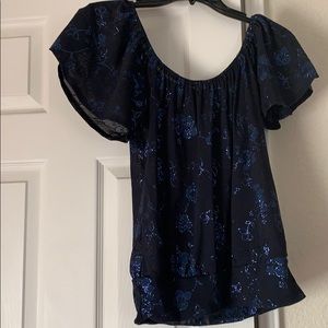 Glittery floral blue top